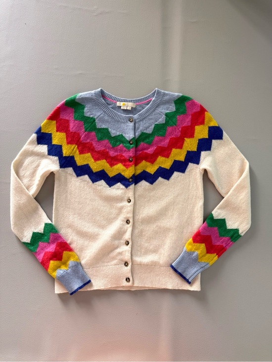 Sweaters - Boden Rothesay Fair Isle Rainbow Zigzag Stripes Cardigan Sweater Women’s Small